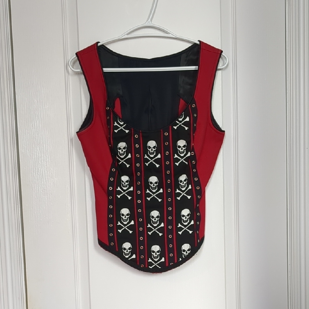 Red and Black Skull Corset Tank